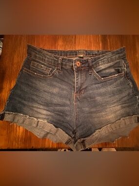 True Craft Distressed Denim Cutoff Shorts Raw Hem Festival